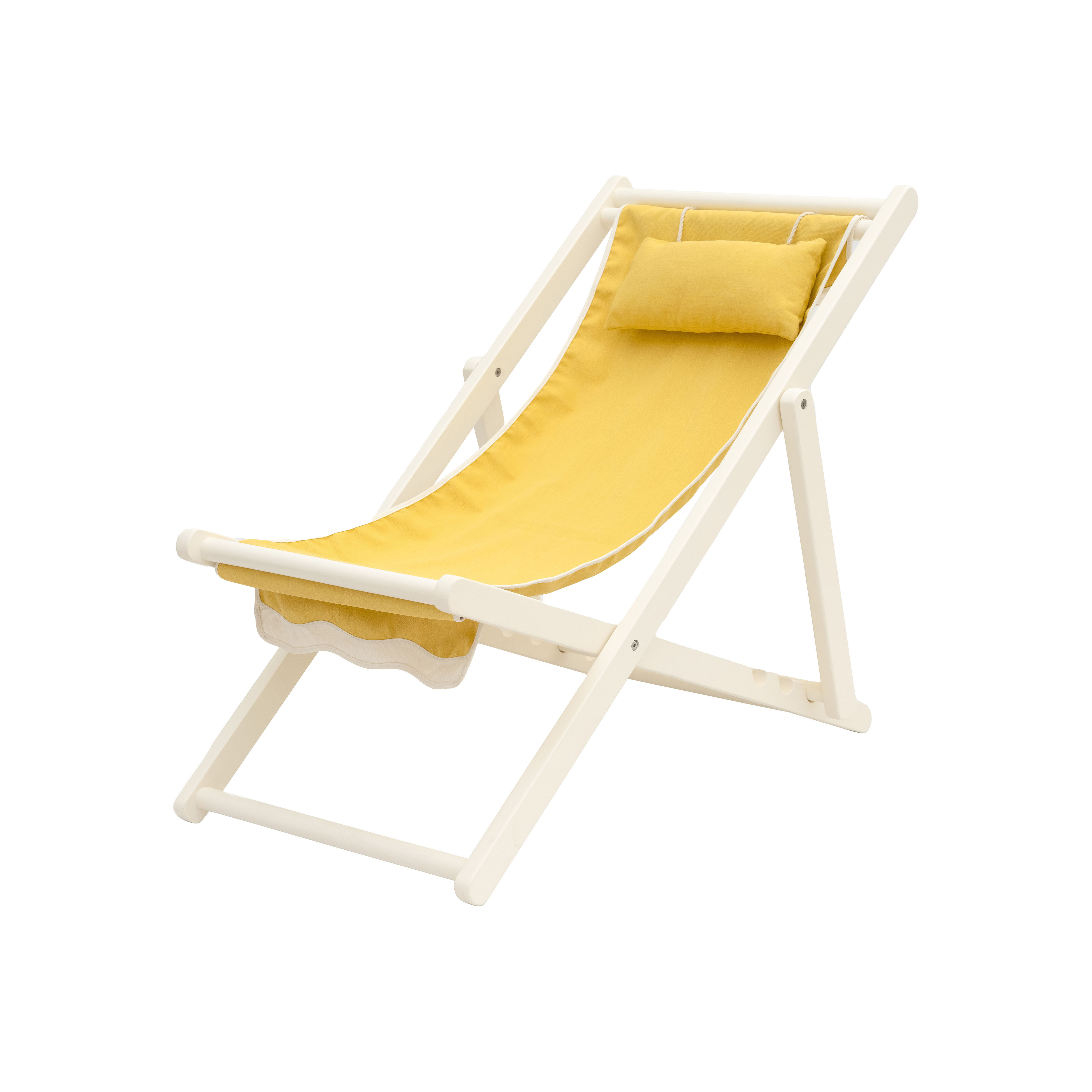 Sling chair Reclining folding sun lounger textile yellow Headrest cushion BUSINESS PLEASURE