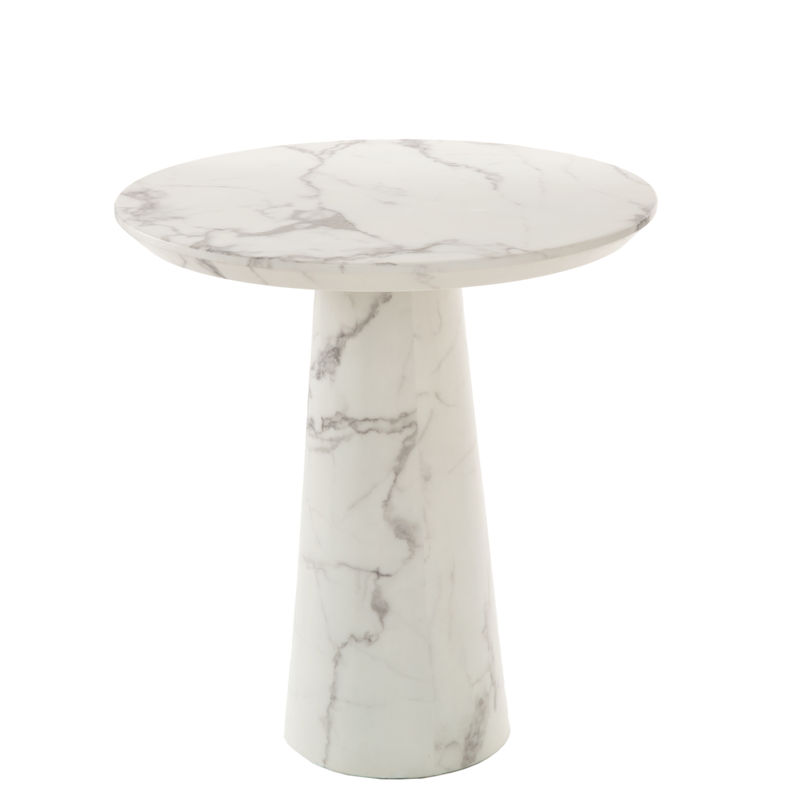 Furniture - Dining Tables - Disc Round table plastic material stone white / Ø 70 x H 75 cm - Marble-effect resin - Pols Potten - White - Resin-coated MDF