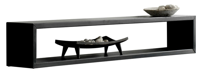 Furniture - Bookcases & Bookshelves - Irony Wall rack Shelf metal black - Zeus - 160 x 25 cm - Phosphated steel