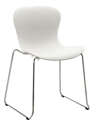 Möbel - Stühle  - Nap Stapelbarer Stuhl / mit Kufengestell - Fritz Hansen - Weiß / Fußgestell chromglänzend - lackierter Stahl, Polyamid