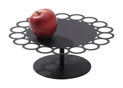 Tableware - Trays and serving dishes - Giocorotondo Tray - Ø 32 x H 15,5 cm by Serafino Zani - Black steel - Stainless steel