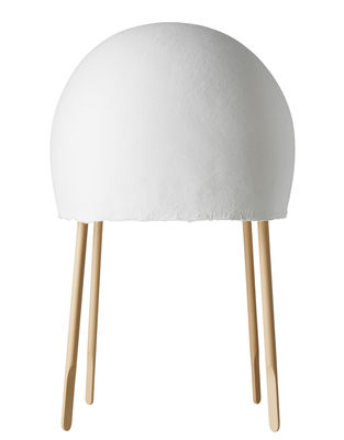 Lighting - Table Lamps - Kurage Table lamp - H 49 cm by Foscarini - White / Natural ash - Beech wood, Ceramic, Washi paper