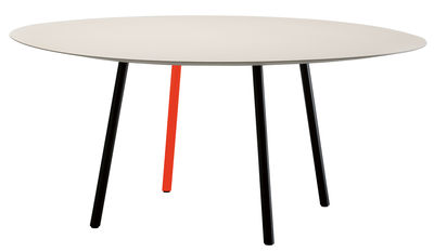 Mobilier - Tables - Table ronde Maarten / Ø 120 cm - Viccarbe - Blanc / Pieds : Noir & Orange fluo - Acier laqué, MDF laqué