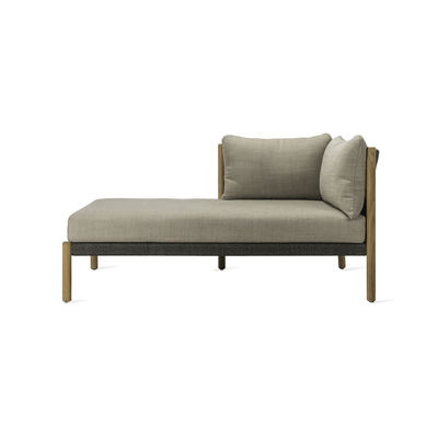 Furniture - Sofas - Lento Modular Right Lounge chair - / L 166 cm - Hand-woven polypropylene cord by Vincent Sheppard - Grey cushions / Charcoal cord / Teak - Aluminium, Foam, Outdoor fabric, Polypropylene rope, Solid teak
