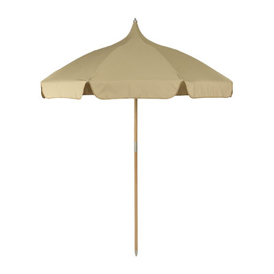 Outdoor - Parasols - Lull Parasol - / Ø 200 cm - Fabric & wood by Ferm Living - Cashmere beige - Beechwood, Polyester fabric