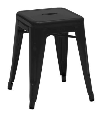 Furniture - Stools - H Stackable stool - Lacquered steel - H 45 cm by Tolix - Black - Lacquered recycled steel