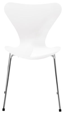 Möbel - Stühle  - Série 7 Stapelbarer Stuhl Holz lackiert - Fritz Hansen - Weiß lackiert - Lackiertes Holzfurnier, Stahl
