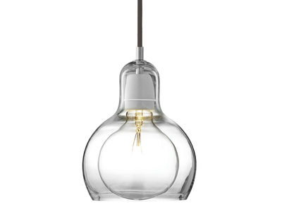 Luminaire - Suspensions - Suspension Mega Bulb / Ø 18 cm - Câble noir - &tradition - Transparent / câble noir - Verre soufflé bouche