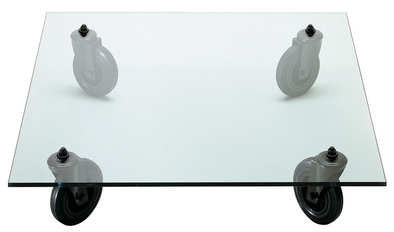 Mobilier - Tables basses - Table basse Gae Aulenti verre transparent - Fontana Arte - 140 x 70 cm - Caoutchouc, Métal verni, Verre
