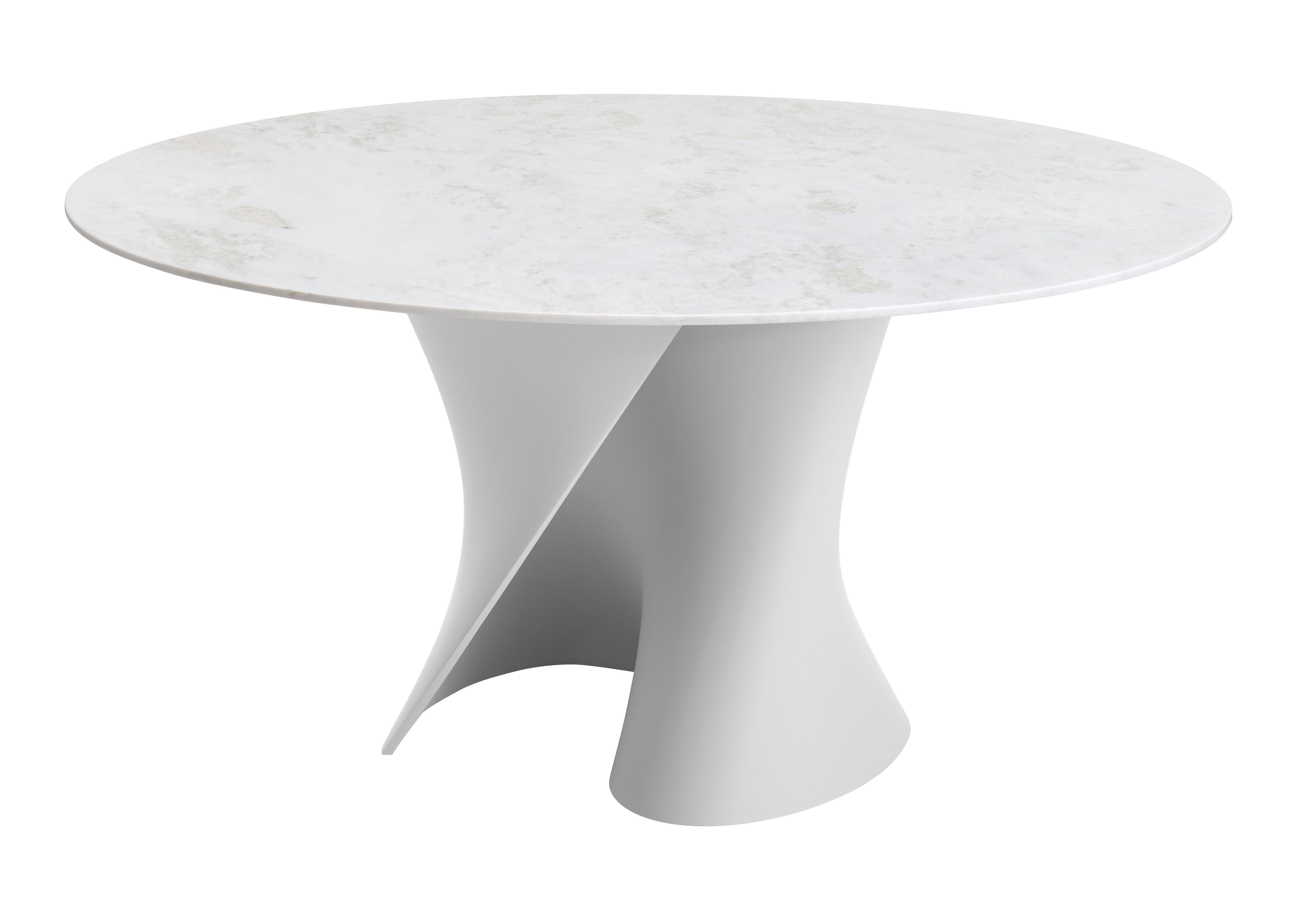 S Table Ø 140 cm / Marble top White marble / White base by MDF Italia
