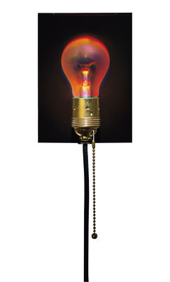 Lighting - Wall Lights - Holonzki Wall light with plug by Ingo Maurer - Red hologram / Black cable - Brass, Glass