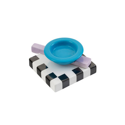Accessories - Home Accessories - Squash Special Edition Ashtray - / By Maria Sanchez, 1985 - Limited edition by Memphis Milano - Light blue / Black & white - Ceramic