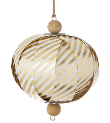 Déco - Décorations de Noël - Boule de Noël Paper Ball Gold Stripe - Ferm Living - Blanc & or - Papier