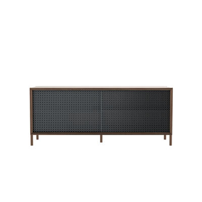 Furniture - Dressers & Storage Units - Gabin Dresser - / TV stand - L 122 cm - Oak & metal by Hartô - Slate grey / Walnut - Perforated metal, Solid walnut, Walnut plated MDF