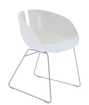 Mobilier - Chaises, fauteuils de salle à manger - Fauteuil Fjord H - Moroso - Blanc / Acier - Inox satiné, Plastique composite