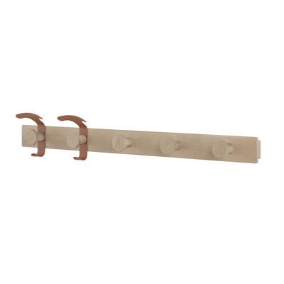 Furniture - Coat Racks & Pegs - Avail Wall coat rack - / L 87.5 cm by Muuto - Oak / Copper-brown hooks - Steel