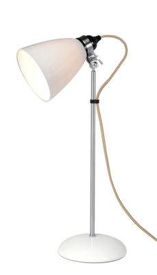 Illuminazione - Lampade da tavolo - Lampada da tavolo Hector Dome - / Medium - H 57 cm - Porcellana liscia di Original BTC - H 57 cm (Madium) / Bianco - Metallo cromato, Porcellana