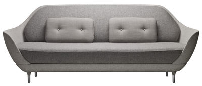 Möbel - Sofas - Favn Sofa L 221 cm - Fritz Hansen - Hellgrau - Glasfaser, Kvadrat-Gewebe, Polyurethan-Schaum, Stahl