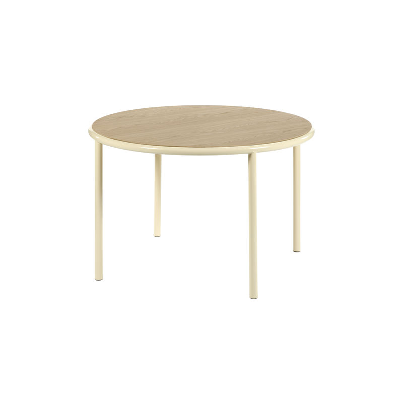 Tendenze - Intorno alla tavola - Tavolo rotondo Wooden bianco beige legno naturale / Ø 120 cm - Rovere & acciaio - valerie objects - Avorio / Rovere - Acciaio, Rovere