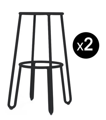 Furniture - Bar Stools - Huggy Bar stool - / H 75 cm - Set of 2 by Maiori - Carbon - Lacquered aluminium