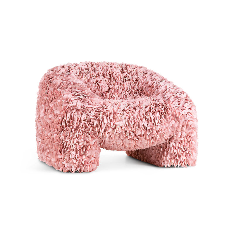 Möbel - Lounge Sessel - Gepolsterter Sessel Hortensia textil rosa / 30.000 Stoffblütenblätter - Moooi - Rose - Gewebe, Metall, Schaumstoff