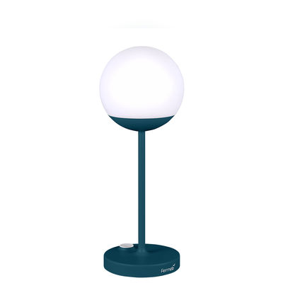 Leuchten - Tischleuchten - Mooon! LED Lampe ohne Kabel / H 41 cm - Aufladbar über USB - Fermob - Acapulcoblau - Aluminium, Polyäthylen