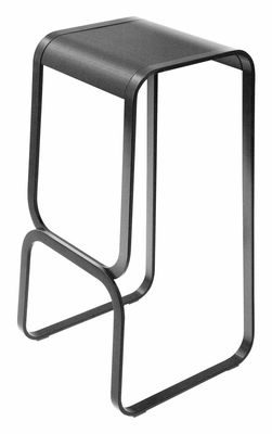 Mobilier - Tabourets de bar - Tabouret de bar Continuum / Bois & métal - H 80 cm - Lapalma - Assise : noire / Structure : noire - Acier inoxydable laqué, Multiplis de bois teinté