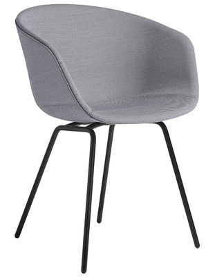 Furniture - Chairs - About a chair AAC27 Padded armchair - Integral fabric & metal legs by Hay - Light grey fabric / Black metal legs - Fabric, Foam, Painted steel, Polypropylene
