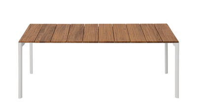Jardin - Tables de jardin - Table à rallonge Maki / Teck - L 219 à 299 cm - Kristalia - Teck / Blanc - Aluminium laqué, Teck