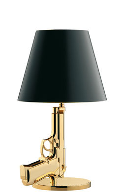 Lighting - Table Lamps - Bedside Gun Table lamp - H 42 cm by Flos - Gold 18 K / Black - Aluminium with 18-carat gold plating, Paper coated with plastic