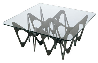 Furniture - Coffee Tables - Butterfly Coffee table - Square by Zanotta - Black - English oak plated plywood, Glass