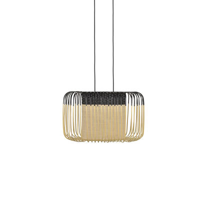 Lighting - Pendant Lighting - Bamboo Oval Pendant - / Small - 55 x 38 x H 33 cm by Forestier - Black - Bamboo