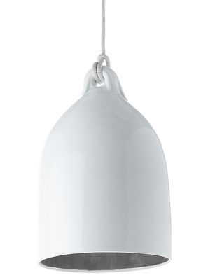 Luminaire - Suspensions - Suspension Bufferlamp édition limitée argent - Pols Potten - Blanc brillant & intérieur argent - Porcelaine