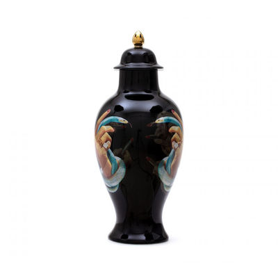 Seletti - Vase Toilet Paper en Céramique, Porcelaine fine - Couleur Noir - 33.02 x 33.02 x 46.5 cm -