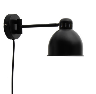 Lighting - Wall Lights - Job Mini Wall light with plug - / L 30 cm by Frandsen - Mat black - Painted metal