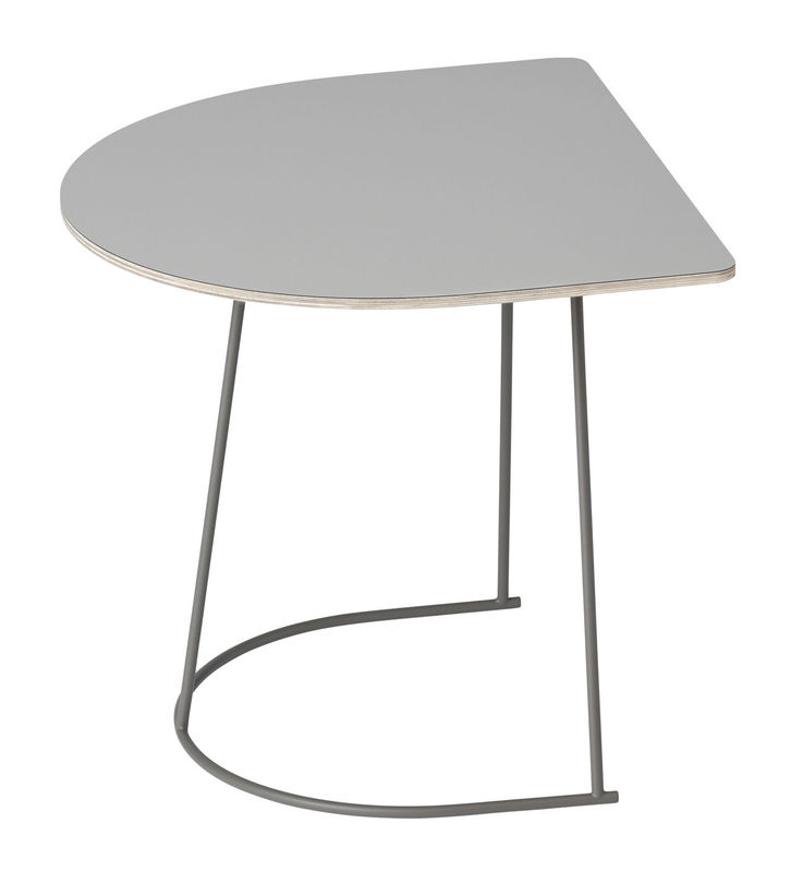 Furniture - Coffee Tables - Airy Half End table metal wood grey 44 x 39 cm - Muuto - Grey - Structure : Grey - Painted steel, Plywood, Stratified