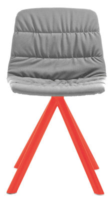 Furniture - Chairs - Maarten Swivel chair - Padded & metal legs by Viccarbe - Light Grey - Legs : Neon Orange - Fabric, Lacquered steel, Plywood, Polyurethane foam