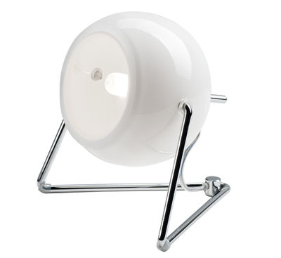 Illuminazione - Lampade da tavolo - Lampada da tavolo Beluga Verre blanc di Fabbian - Bianco - Metallo cromato, Vetro