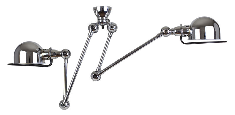 Luminaire - Suspensions - Suspension Loft métal /Double - 2 bras - L max 130 cm - Jieldé - Chromé brillant - Acier inoxydable chromé
