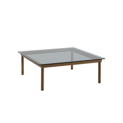 Mobilier - Tables basses - Table basse Kofi / 100 x 100 cm - Verre & bois - Hay - Noyer / Verre gris - Noyer massif, Verre trempé teinté