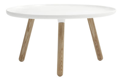 Furniture - Coffee Tables - Tablo Large Coffee table - Ø 78 cm by Normann Copenhagen - White - Composite material, Natural ash