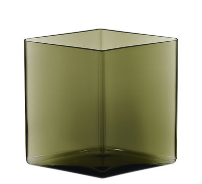 Decoration - Vases - Ruutu Vase - by Ronan & Erwan Bouroullec / 20,5 x 18 cm by Iittala - Moss green - Mouth blown glass