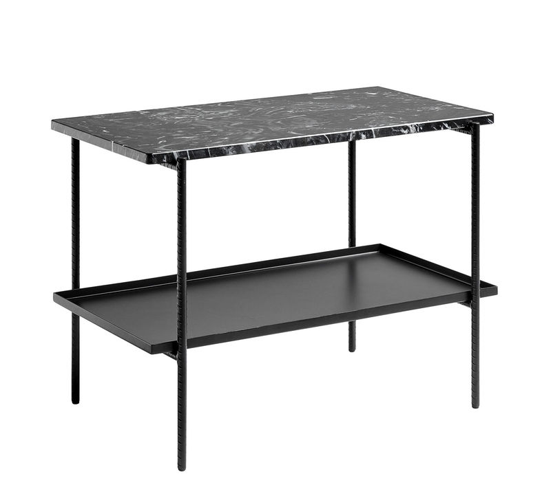Furniture - Console Tables - Rebar Coffee table metal stone black / Marbre & acier - Hay - Noir / Plateaux noirs - Lacquered steel, Marble