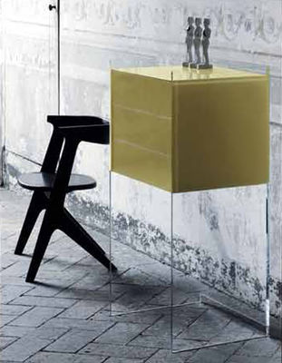 Furniture - Console Tables - Float Console - 3 drawers - H 113 cm by Glas Italia - Pale yellow - Cristal, Wenge