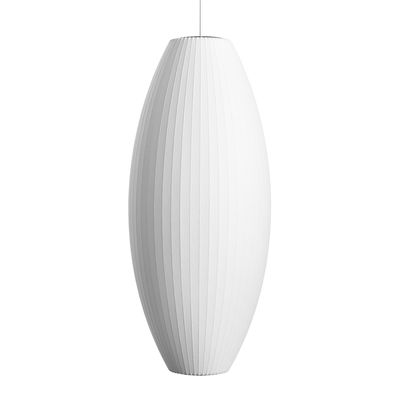 Lighting - Pendant Lighting - Bubble Cigar Pendant - / Large - Vertical patterns by Hay - H 84 cm / Off-white -  Toile polymère, Steel