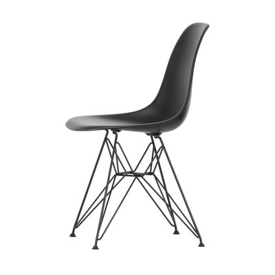 Mobilier - Chaises, fauteuils de salle à manger - Chaise DSR - Eames Plastic Side Chair / (1950) - Pieds noirs - Vitra - Noir / Pieds noirs - Acier laqué époxy, Polypropylène