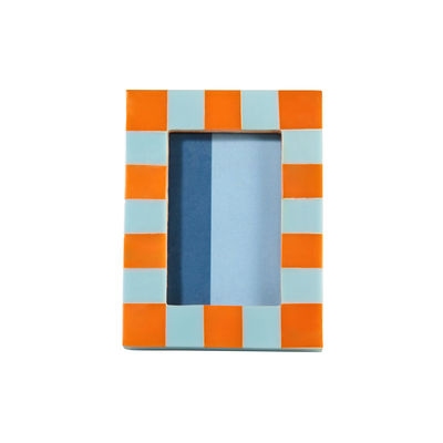 Image of Portafoto Check Rectangle - / 10.5 x 8 cm - Poliresina di & klevering - Arancione - Materiale plastico