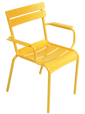 Mobilier - Chaises, fauteuils de salle à manger - Fauteuil empilable Luxembourg / Aluminium - Fermob - Miel - Aluminium laqué