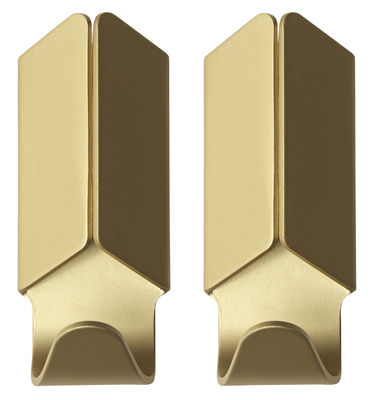 Furniture - Coat Racks & Pegs - Volet Hook - Set of 2 by Hay - Gold - Anodized aluminium