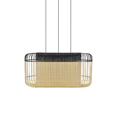 Lighting - Pendant Lighting - Bamboo Oval Pendant - / XL - 78 x 45 x H 40 cm by Forestier - Black / Natural - Bamboo